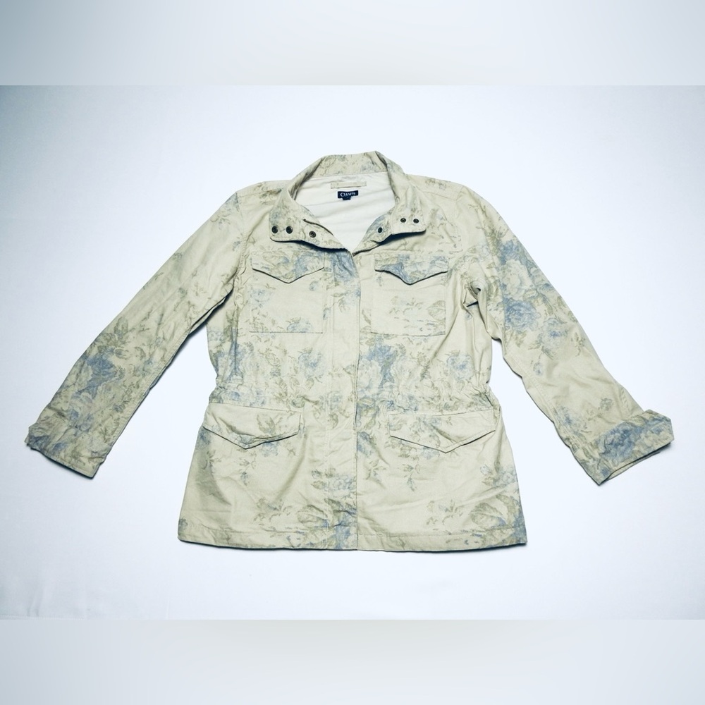 VTG Chaps Ralph Lauren Anorak Cobble Ave Beige Blue Floral Utility Jacket 🧥